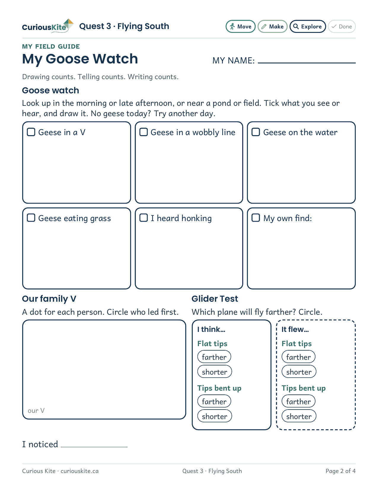 Page 2 of the printable: My Goose Watch